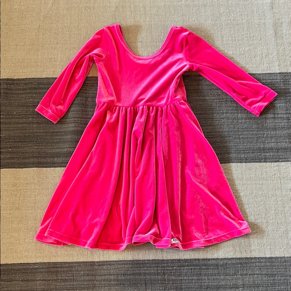 Worthy Threads Twirly Dress in hot pink stretch velvet - 5